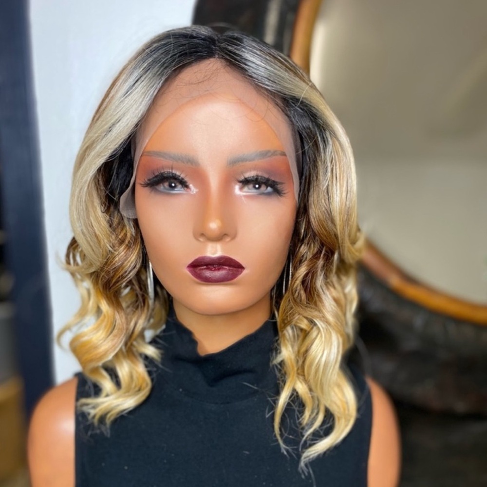 ANGIE | BLACK CURLY SHORTS BOB LACE FRONT WIG
